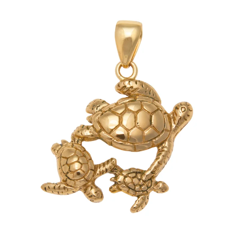 Unique necklaces and pendants with custom birthstone arrangements for personalization-Alchemia Sea Turtle Family Pendant