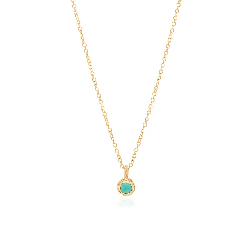 Necklaces and pendants with angel wing motifs for a spiritual, meaningful design-Anna Beck Small Turquoise Circle Drop Necklace