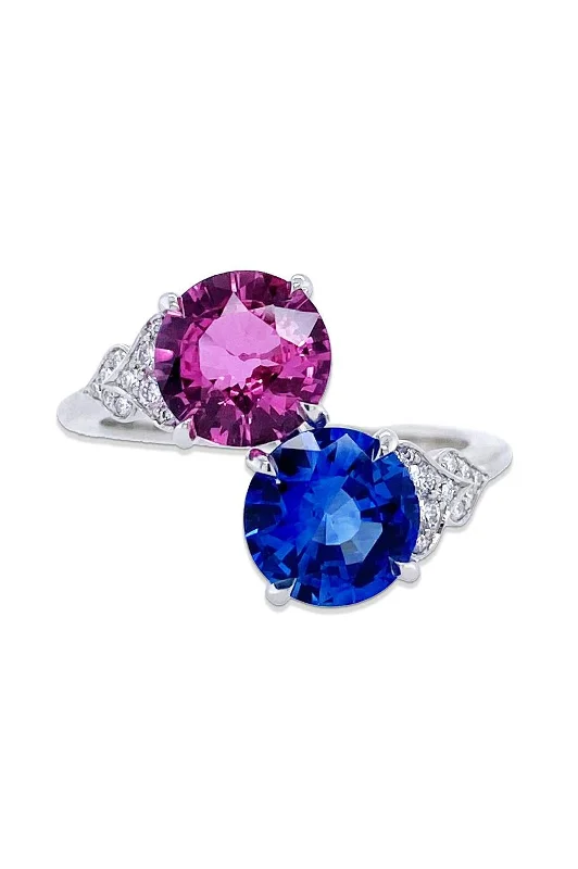 Rings with crescent moon for lunar charm -Multi Sapphire Diamond Ring