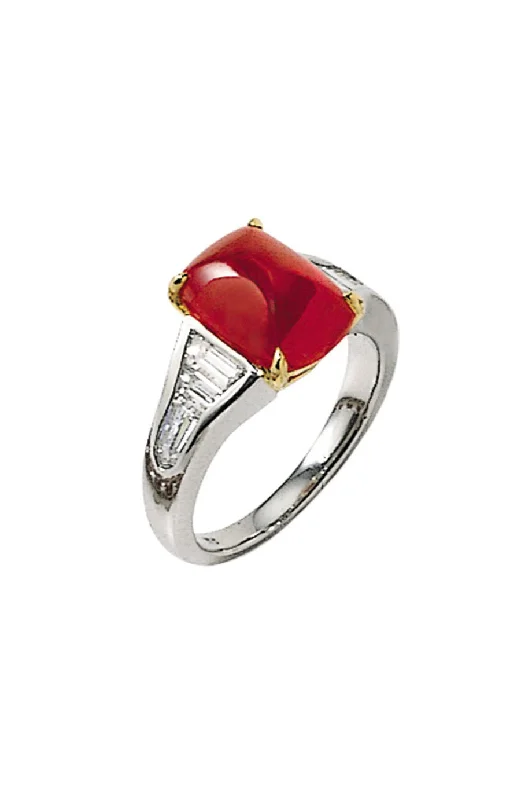 Rings with shield-shaped stones for boldness -Ruby Diamond Ring