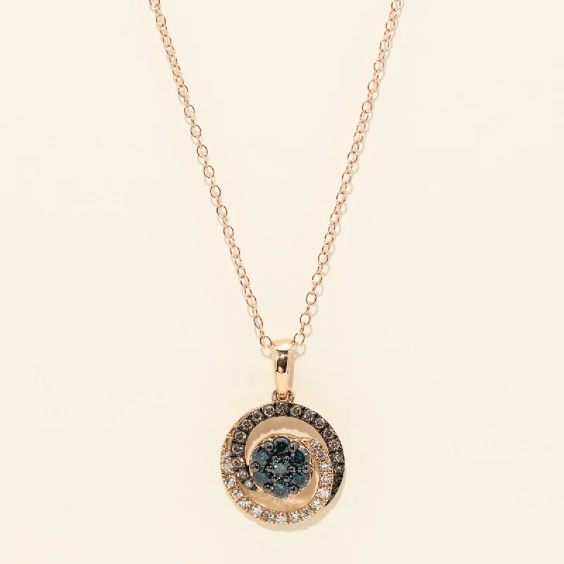 Necklaces and pendants with zodiac constellation designs for an astrological touch-Blue and Champagne Diamond Necklace in 14kt Rose Gold (1/2ct tw)