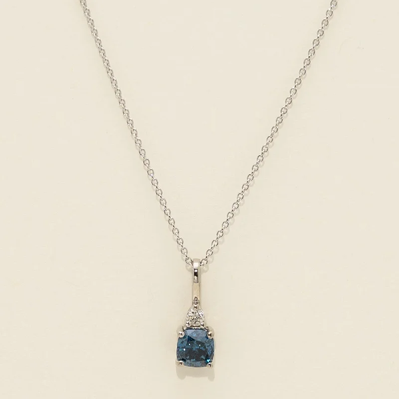 Best necklaces and pendants with personalized coordinates for a special keepsake-Blue and White Diamond Necklace in 14kt White Gold (5/8ct tw)