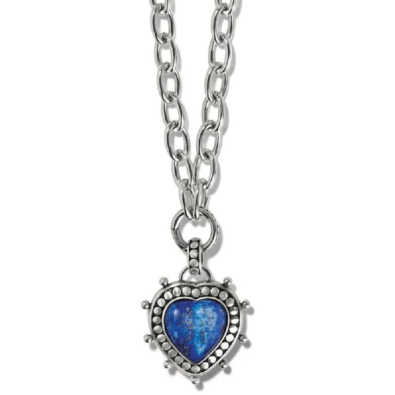 Unique necklaces and pendants with gemstones for a colorful and vibrant statement-Brighton Pebble Dot Hati Lapis Heart Necklace