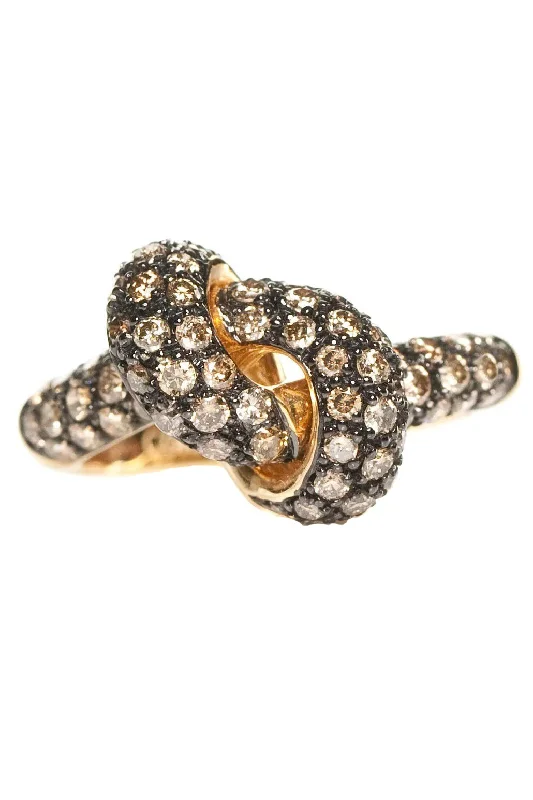 Rings with wide bands for statement wear -Champagne Diamond Love Knot Ring