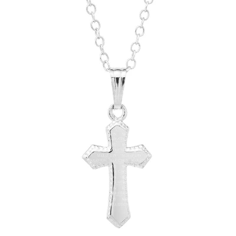 Necklaces and pendants with engraved messages for a deeply personal, sentimental gift-Children's Silver Cross Pendant Necklace 15"