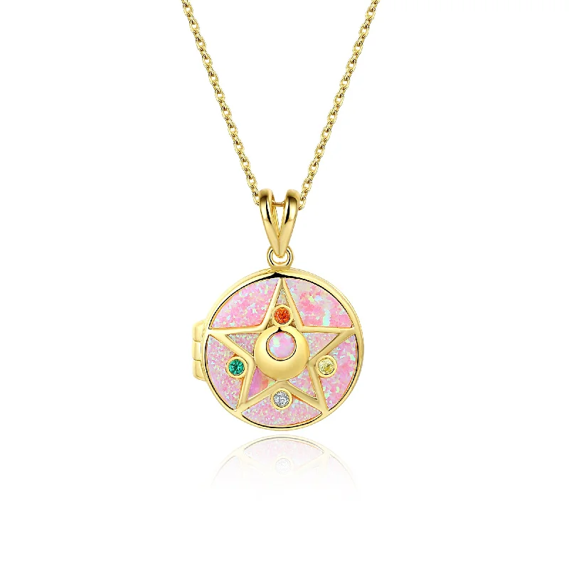 Layered necklaces and pendants for a trendy and fashionable stacked look-Crystal Star Locket