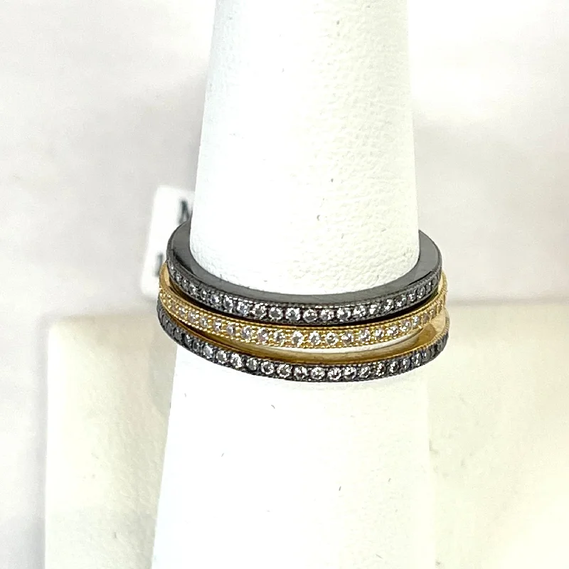 Rings with rainbow moonstone for color play -CZ Eternity Band Stackable Ring