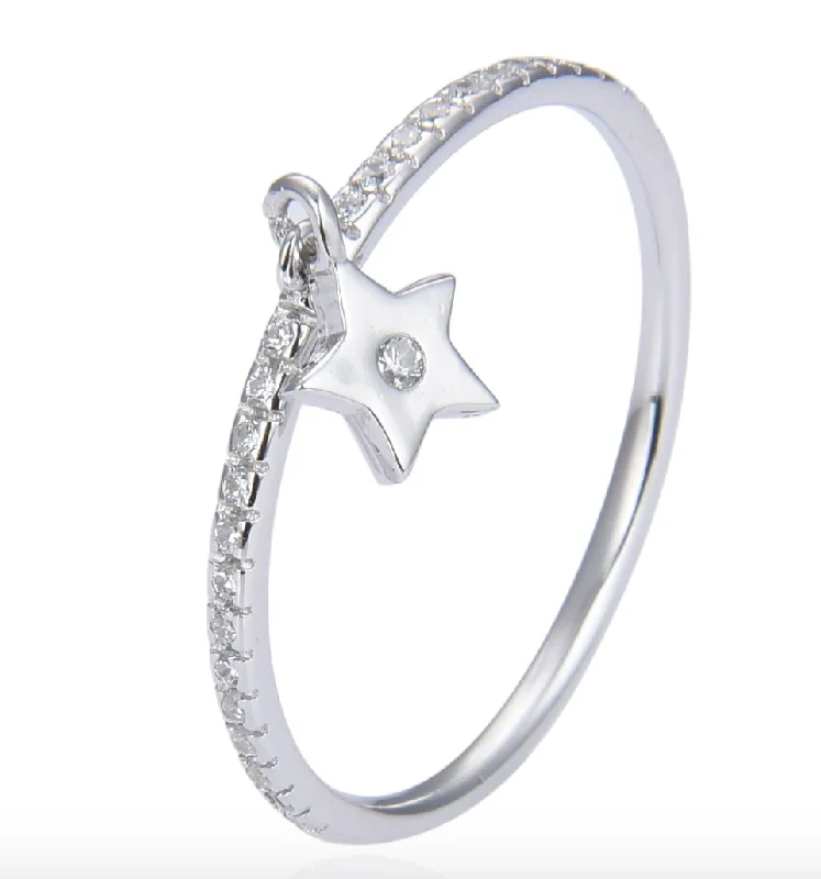 Rings with agate slices for earthy style -Sterling Silver Mini Cz Star Ring