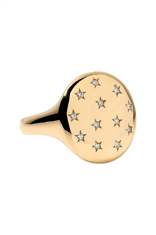 Rings with starburst topaz for radiant beauty -Lucky Stars Signet Ring