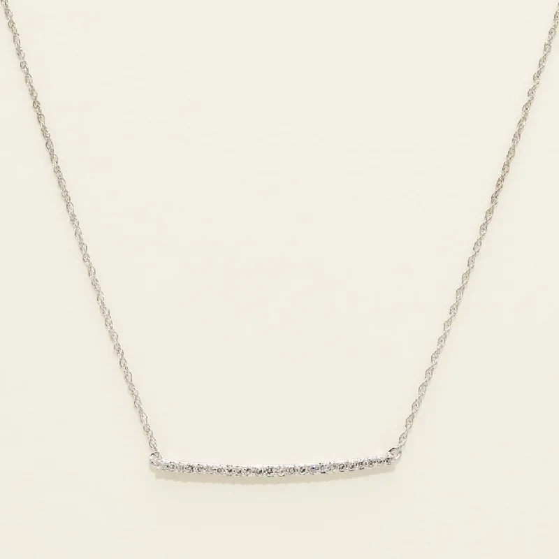 Best necklaces and pendants with rose gold for a warm and romantic appeal-Diamond Bar Necklace in 10kt White Gold (1/10ct tw)