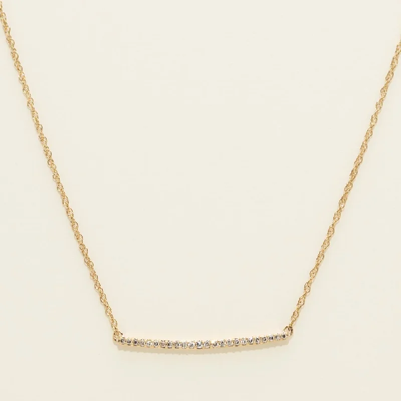 Simple necklaces and pendants with bar pendants for a sleek modern design-Diamond Bar Necklace in 10kt Yellow Gold (1/10ct tw)