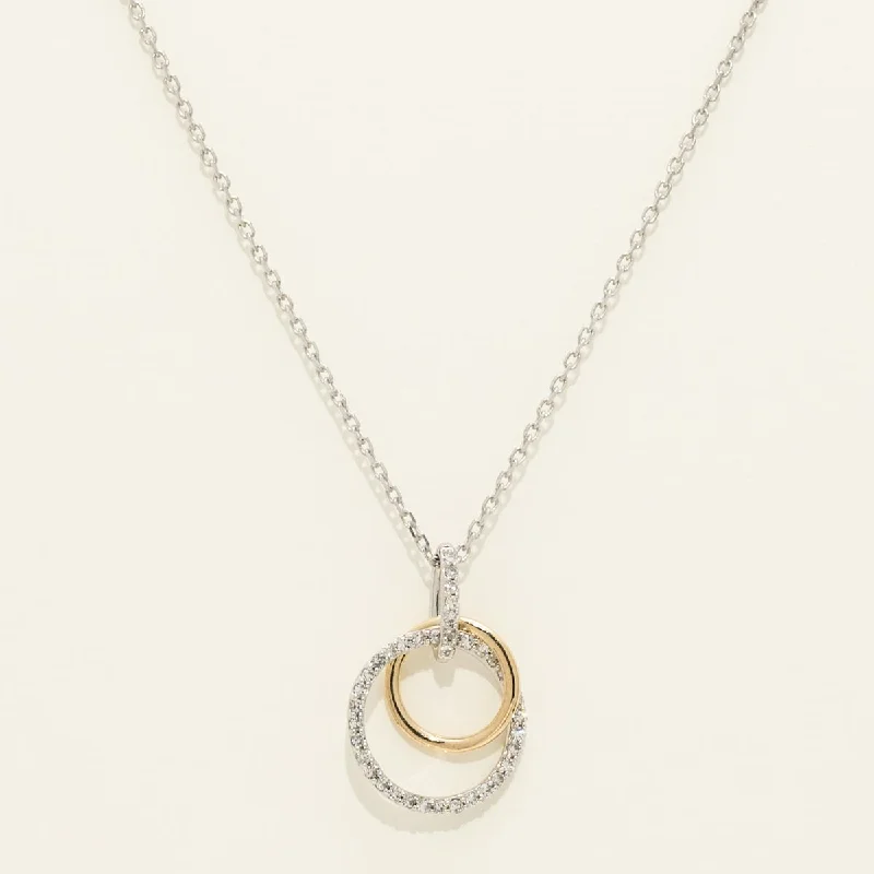 Necklaces and pendants with clear quartz for a pure and radiant look-Diamond Circle Necklace in 10kt White and Yellow Gold (1/5ct tw)