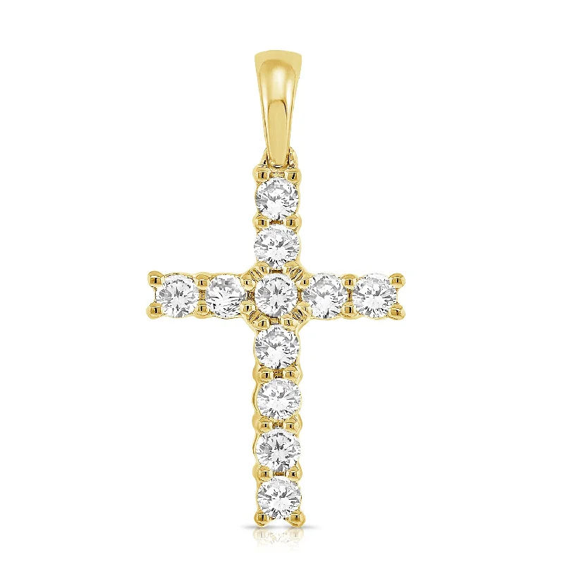 Necklaces and pendants with angel wing motifs for a spiritual, meaningful design-Diamond Cross in 14K Gold