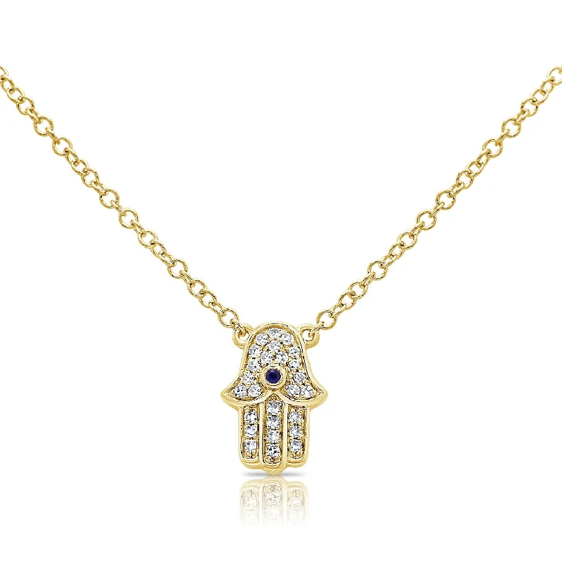 Necklaces and pendants with love knot designs for a romantic, meaningful symbol-Diamond Evil Eye & Hamsa Necklace