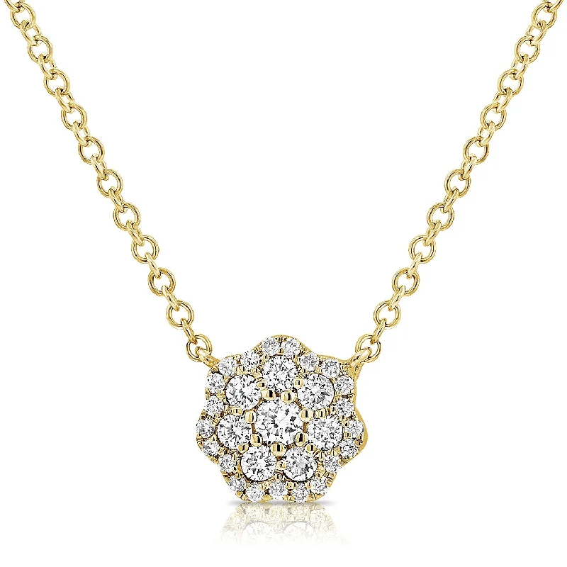 Necklaces and pendants with infinity love symbols for an eternal, romantic gesture-Diamond Floral Cluster Pendant Necklace in 14K Gold