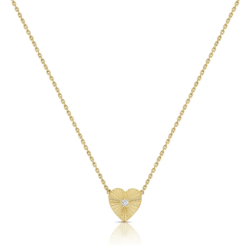 Best necklaces and pendants with heart-shaped designs for a romantic look-Diamond Fluted Heart Pendant Necklace