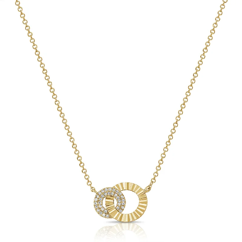 Unique necklaces and pendants with vintage-inspired designs for timeless appeal-Diamond Fluted Necklace made in 14K Gold