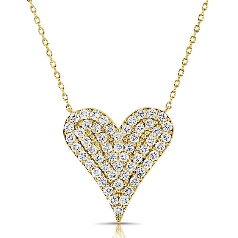 Necklaces and pendants with clear quartz for a pure and radiant look-Diamond Heart Love Necklace