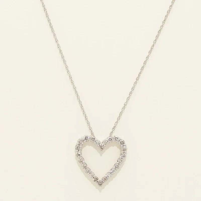 Elegant necklaces and pendants with gold chains for a chic, timeless appearance-Diamond Heart Necklace in 10kt White Gold (1/2ct tw)