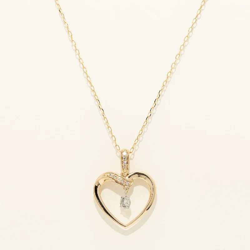 Best necklaces and pendants with sterling silver for an affordable yet stylish choice-Diamond Heart Necklace in 10kt Yellow Gold (1/10ct tw)