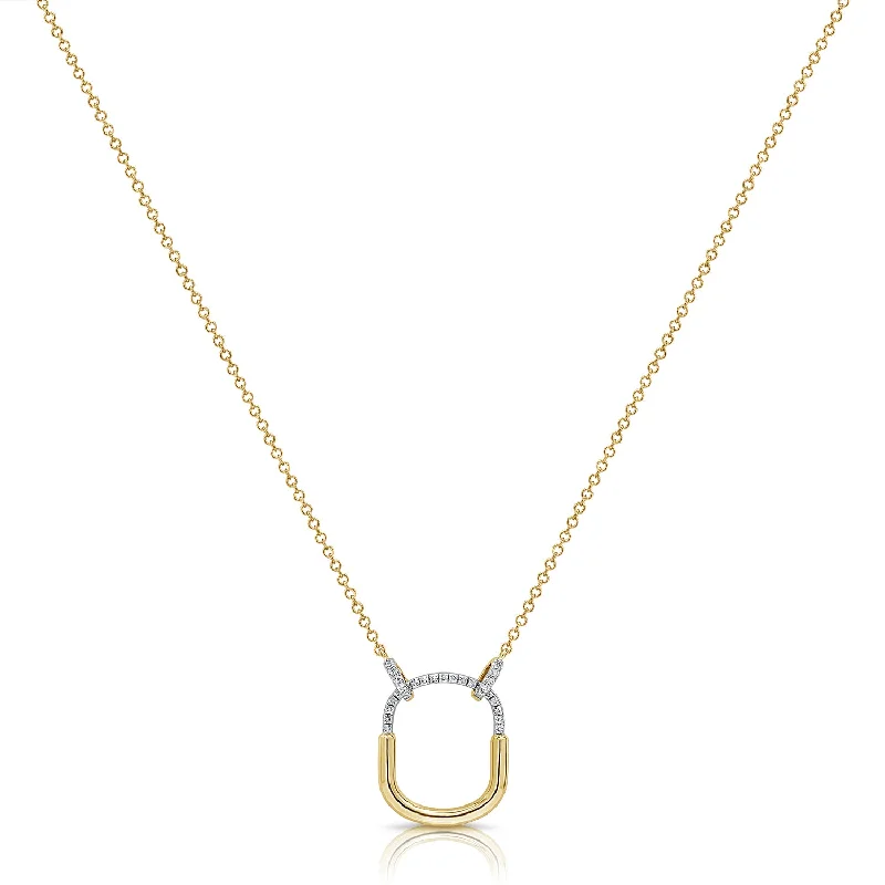 Necklaces and pendants with matching rings for a coordinated set of jewelry-Diamond Paperclip Pendant Necklace made in 14K Gold