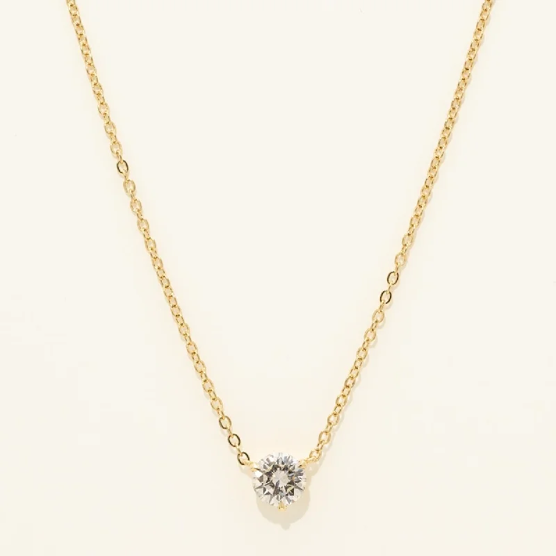 Stylish necklaces and pendants with diamonds for a glamorous and elegant look-Diamond Solitaire Stationary Necklace in 18kt Yellow Gold (1 1/4ct tw)