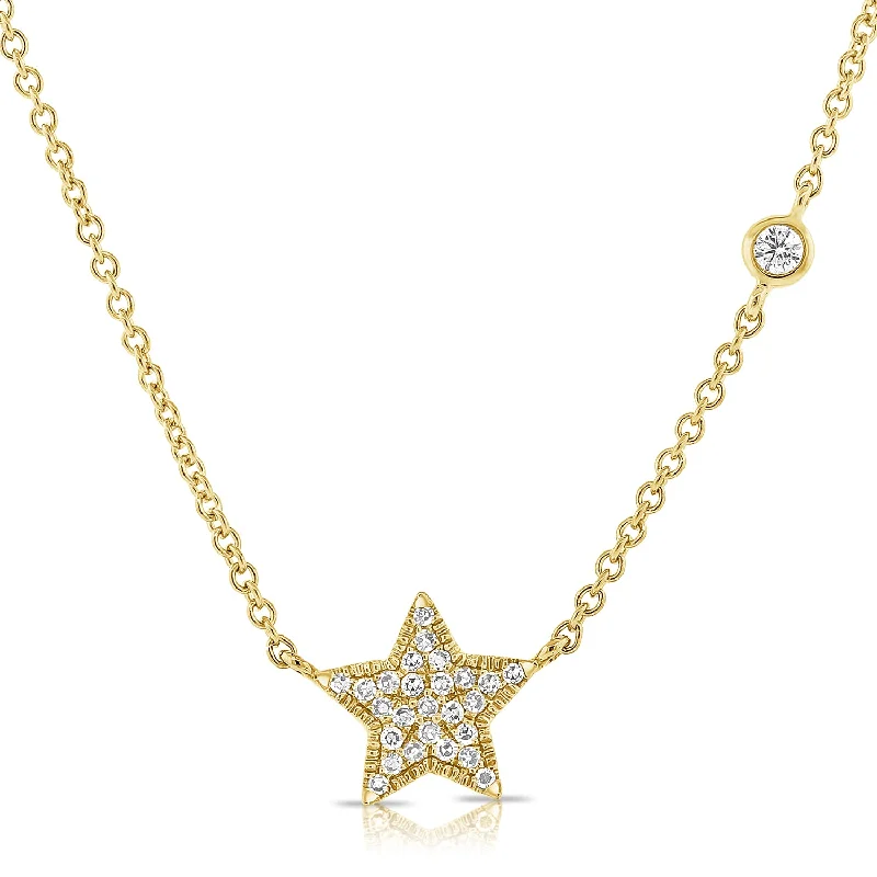 Best necklaces and pendants with gemstone clusters for a bold and colorful effect-Diamond Star Pendant Necklace in 14K Gold