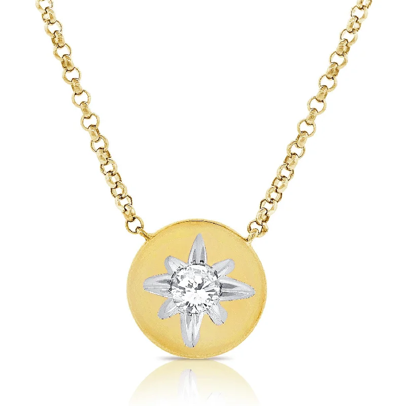 Best necklaces and pendants with rose gold for a warm and romantic appeal-Diamond Starbust Solitaire Necklace made in 14K Gold