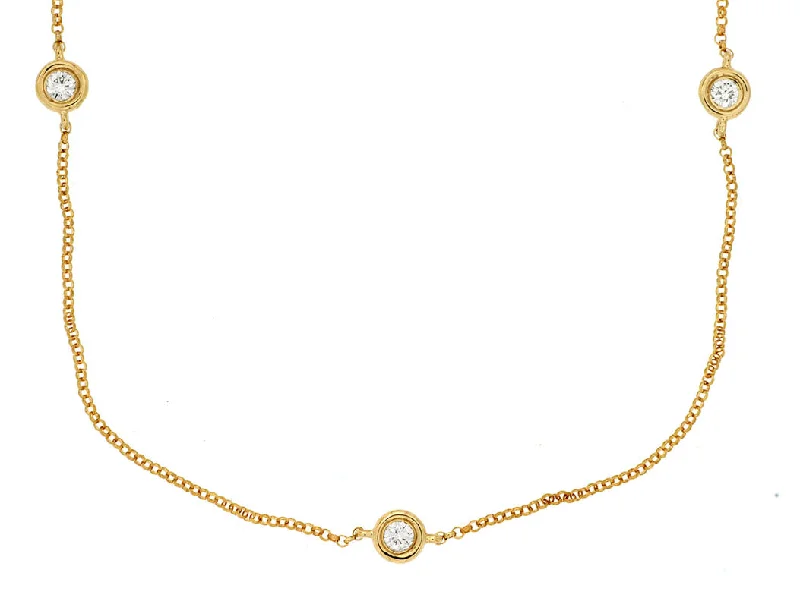 Unique necklaces and pendants with vintage-inspired designs for timeless appeal-Yellow Diamond Station Necklace