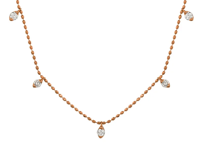 Necklaces and pendants with clear quartz for a pure and radiant look-Diamond Station Necklace in Rose Gold