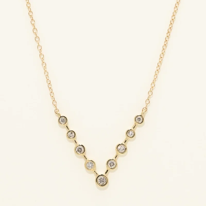 Best necklaces and pendants with adjustable chains for a customizable fit-Diamond V Necklace in 10kt Yellow Gold (1/5ct tw)