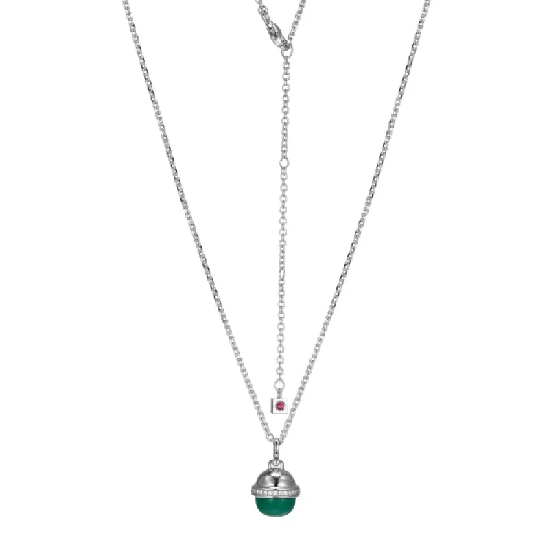 Best necklaces and pendants with turquoise stones for a vibrant boho-chic look-Elle Sterling Silver "Pivot" Green Agate Cabochon Necklace