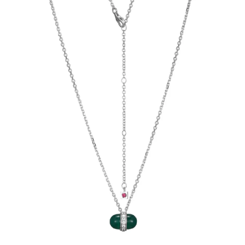 Simple necklaces and pendants with tiny charms for a delicate and casual vibe-Elle Sterling Silver "Pivot" Green Agate Cabochon Necklace