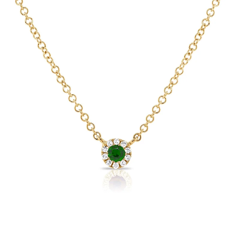 Fashionable necklaces and pendants with birthstones for a personalized gift idea-Emerald & Diamond Necklace with 14K Gold Chain