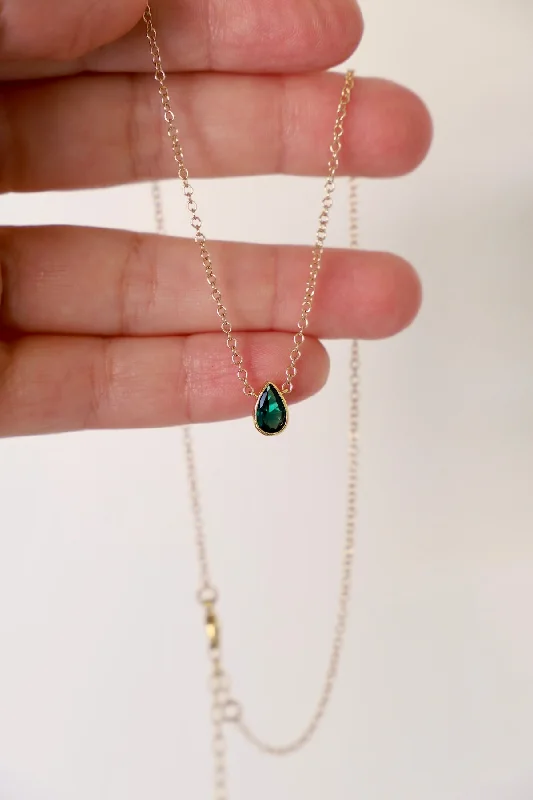 Best necklaces and pendants with turquoise stones for a vibrant boho-chic look-EMERALD PEAR DROP NECKLACE