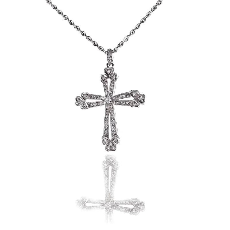 Personalized necklaces and pendants with name engravings for a custom touch-Estate 14 Karat White Gold Diamond Cross Pendant Necklace