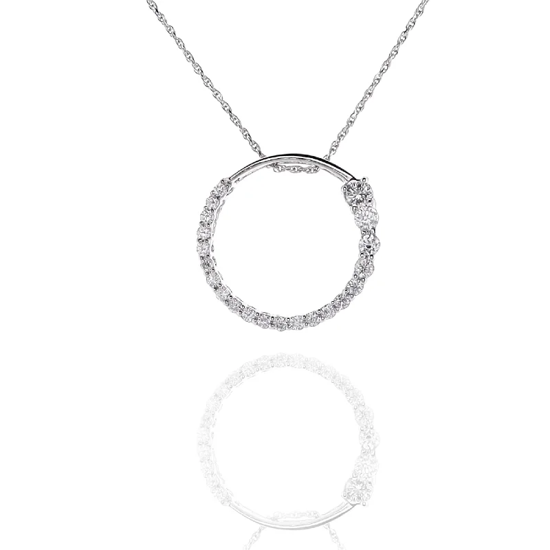 Elegant necklaces and pendants with infinity symbols for timeless designs-Estate 14Karat White Gold Pendant Graduated Diamond Necklace