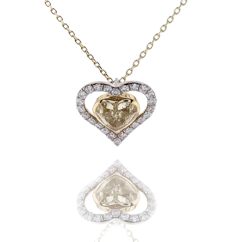 Best necklaces and pendants with intertwined designs for a symbol of unity-Estate 18 Karat Two Tone Diamond Pendant on 18" Chain