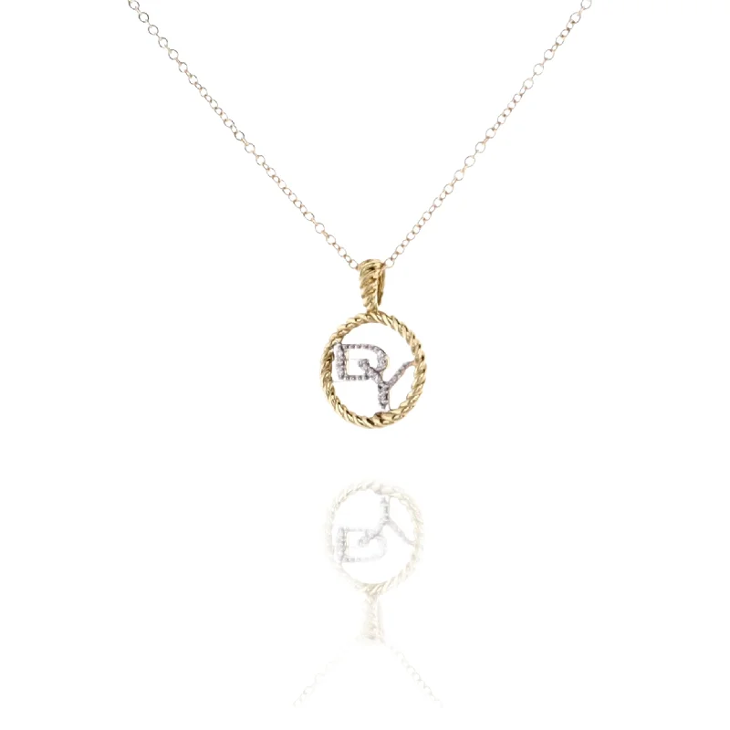 Best necklaces and pendants with vintage lockets for a nostalgic, sentimental look-Estate David Yurman 18 Karat Yellow Gold Diamond 'DY' Pendant Necklace