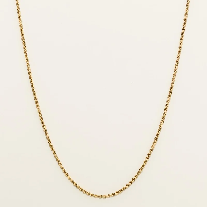 Necklaces and pendants with feather designs for a boho-chic, carefree vibe-Estate Rope Chain in 14kt Yellow Gold (16 inches and 1.6mm wide)