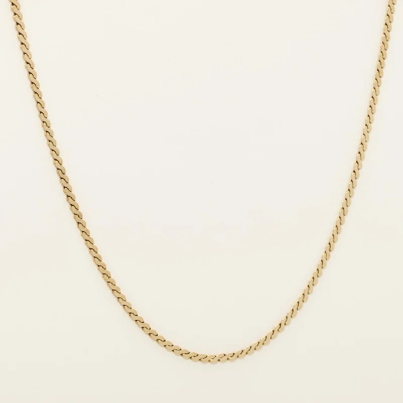 Unique necklaces and pendants with artistic shapes for a creative, one-of-a-kind design-Estate Serpentine Chain in 14kt Yellow Gold (16 inches and 2.7mm wide)