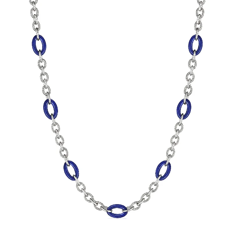 Necklaces and pendants with diamond pendants for a luxurious sparkling effect-Eternity Signature Link Necklace with Lapis