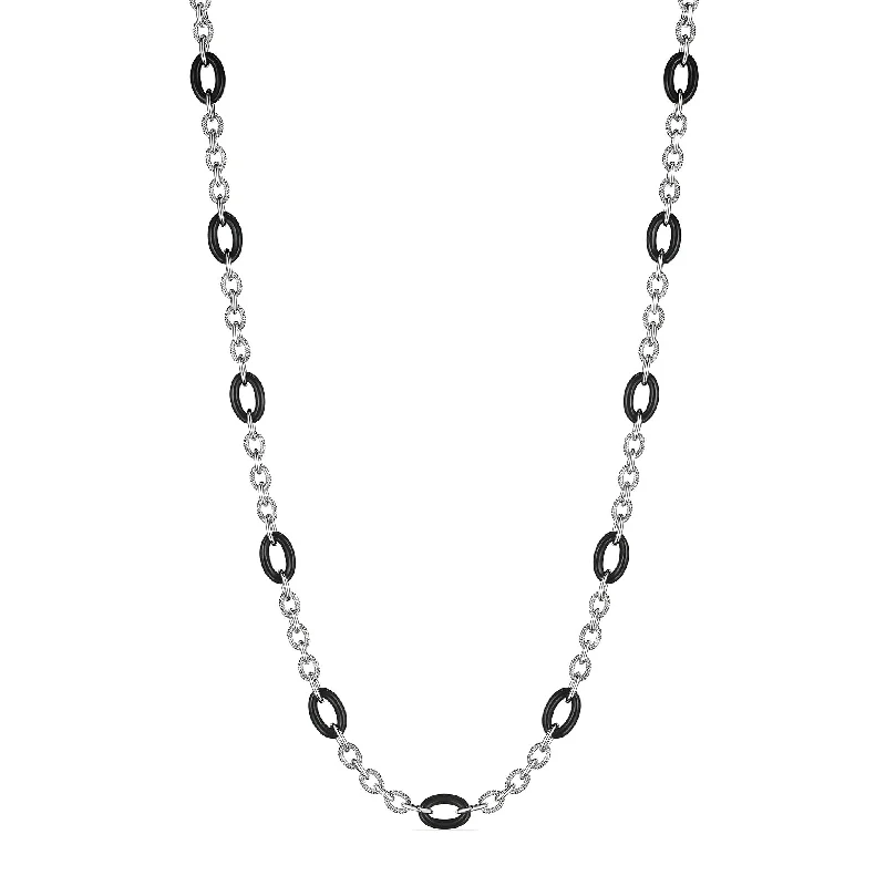 Necklaces and pendants with pearls for a classic and sophisticated touch-Eternity Long Signature Link Necklace with Black Onyx