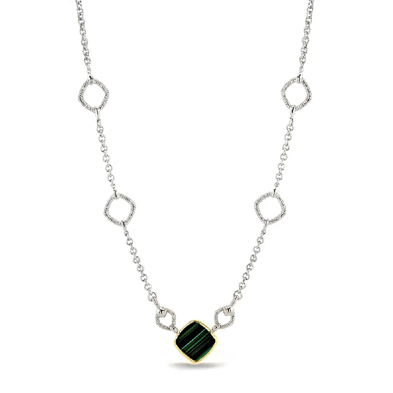 Best necklaces and pendants with infinity hearts for a romantic, eternal symbol-Eternity Station Necklace with Malachite and 18K Gold