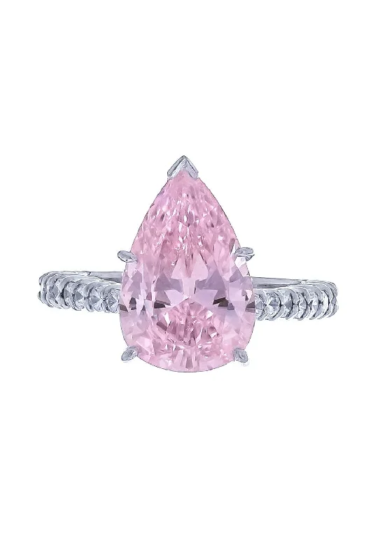 Rings with wide bands for statement wear -Pink Pear Band Ring