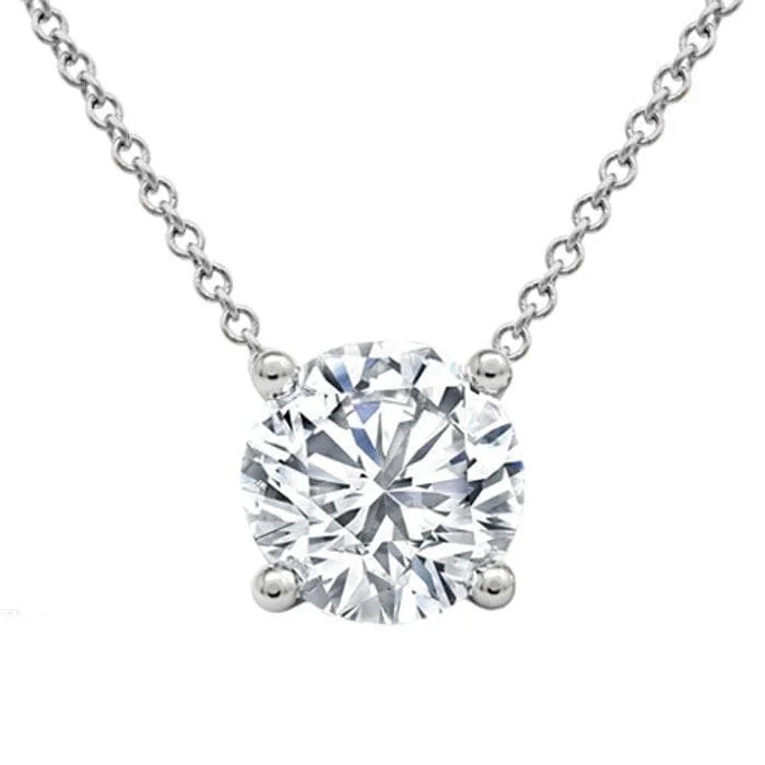 Stunning necklaces and pendants with birthstone pendants for a personal touch-Forever One Floating Round Solitaire Pendant - 4 Prong