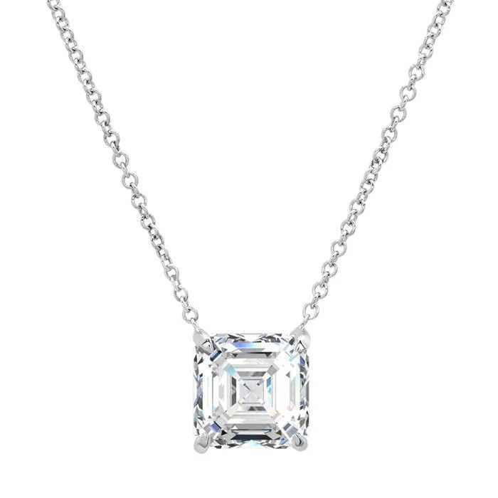 Necklaces and pendants with ocean-inspired designs for a refreshing, beachy feel-Forever One Moissanite Asscher Solitaire Pendant