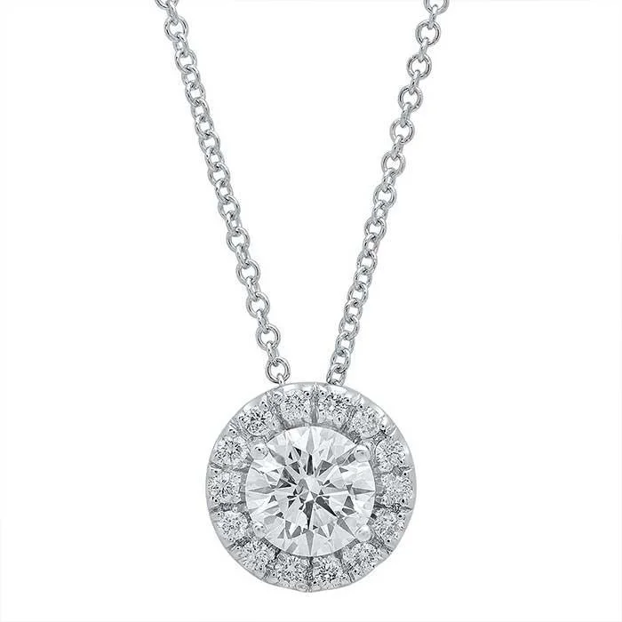 Best necklaces and pendants with oval pendants for a classic, elegant shape-Forever One Round Moissanite Halo Necklace