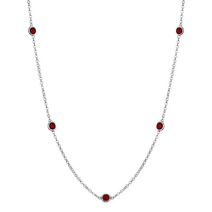 Necklaces and pendants with lock and key designs for a symbolic gesture-Garnet Station Necklace