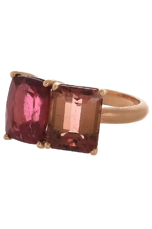 Rings with polished onyx for sleek contrast -Gemmy Gem Double Tourmaline Ring